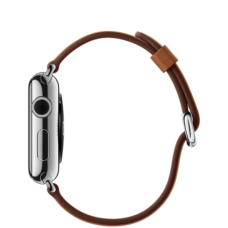 Apple Watch 38mm Stainless Steel Case With Saddle Brown Classic Buckle