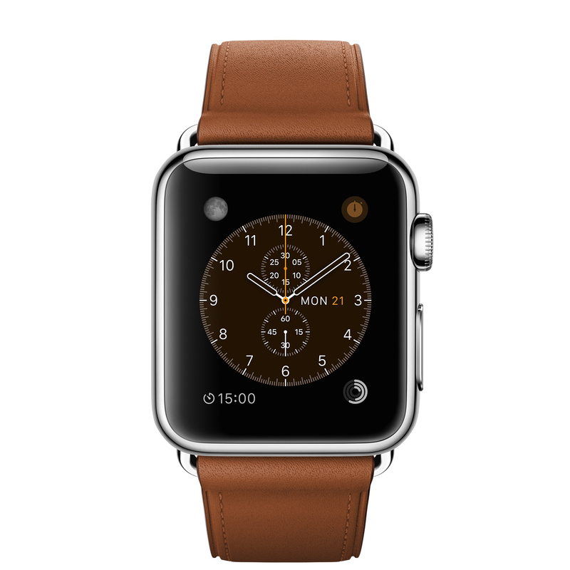 Apple Watch 38mm Stainless Steel Case With Saddle Brown Classic Buckle