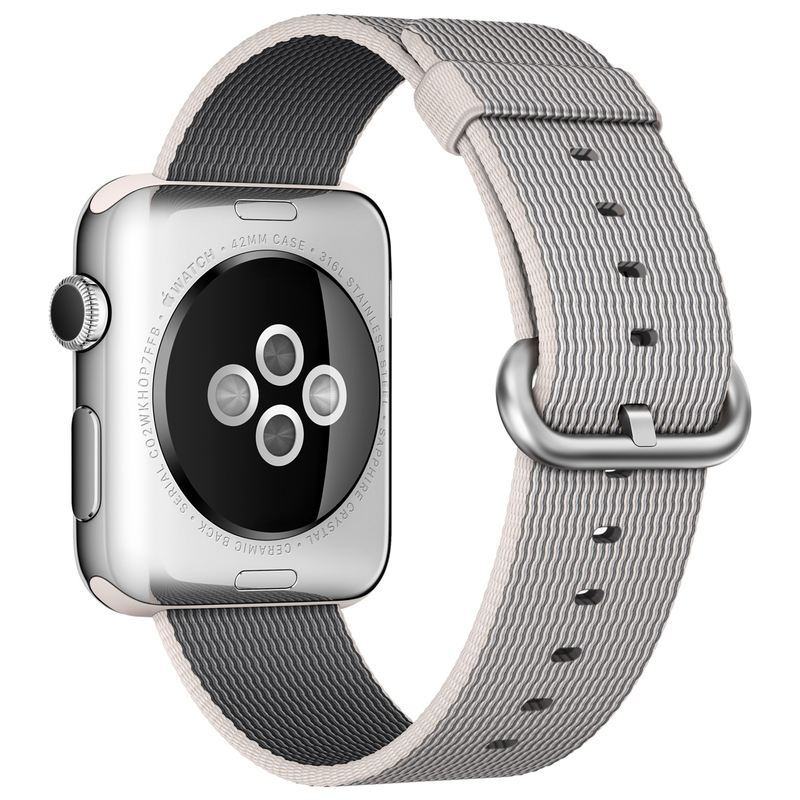 Apple Watch 42mm Stainless Steel Case With Pearl Woven Nylon Band