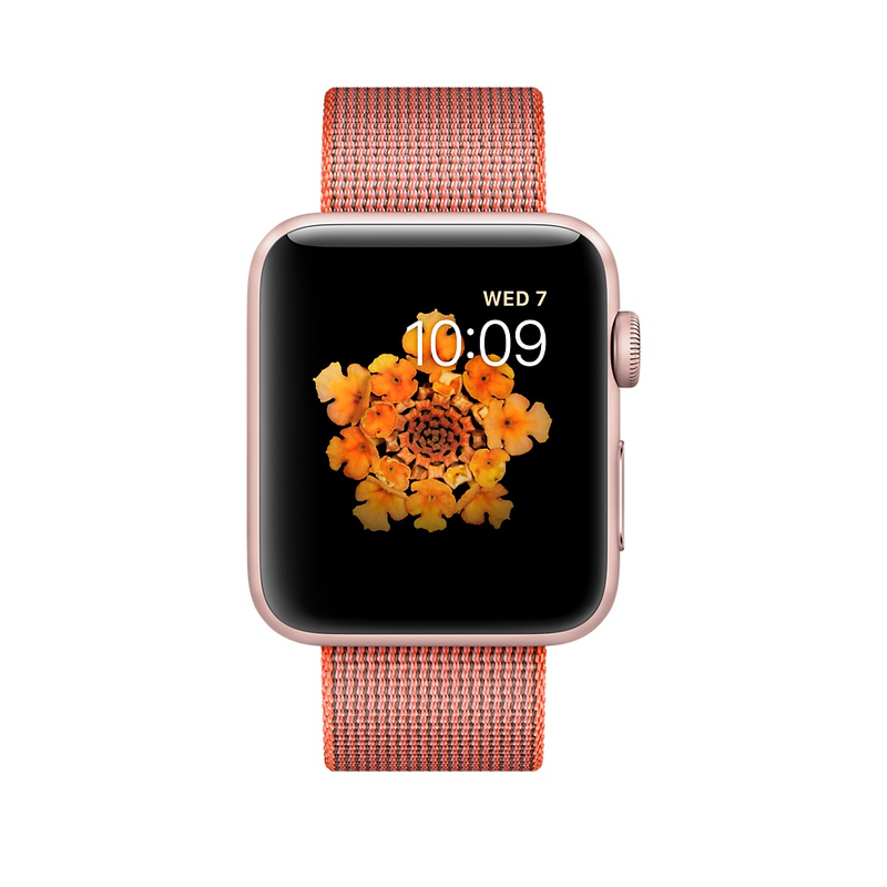 Apple Watch Series 2 42mm Rose Gold Aluminium Case with Orange/Anthracite Woven Nylon Band