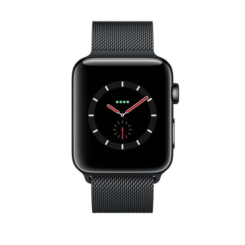 Apple Watch Series 3 GPS + Cellular 42mm Space Black Stainless Steel Case with Space Black Milanese Loop