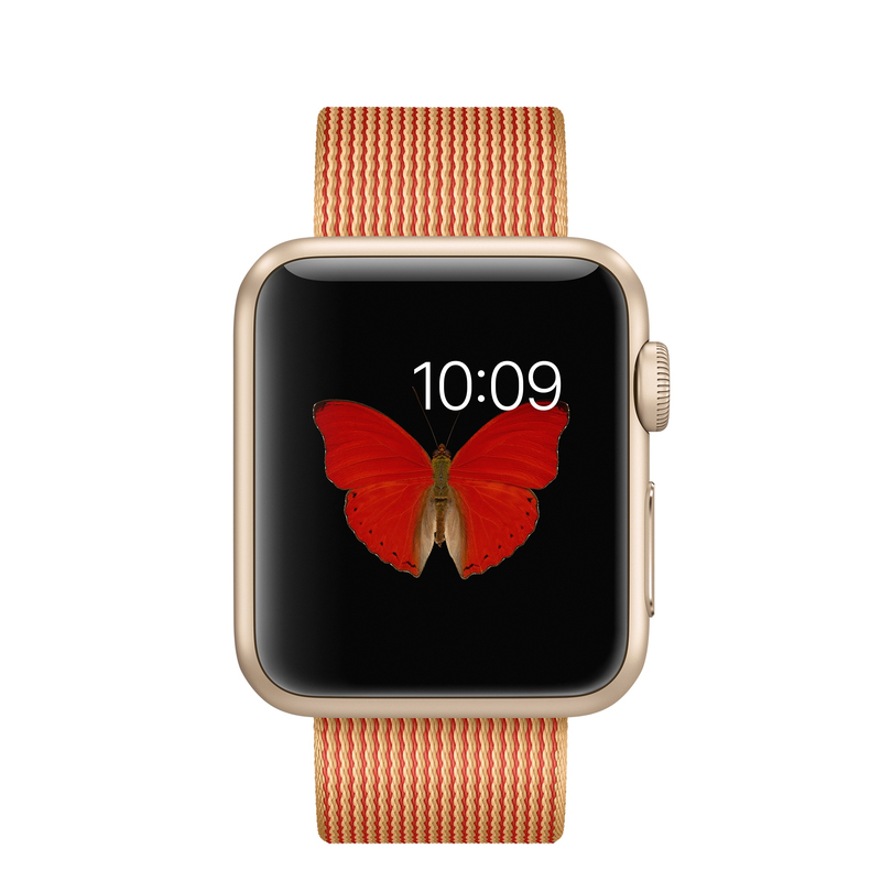 Apple Watch 38mm Gold Aluminium Case With Red Woven Nylon