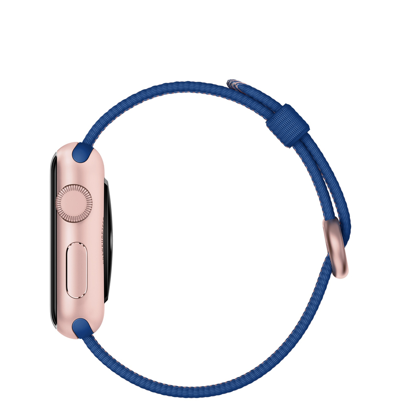Apple Watch 38mm Rose Gold Aluminium Case With Royal Blue Woven Nylon