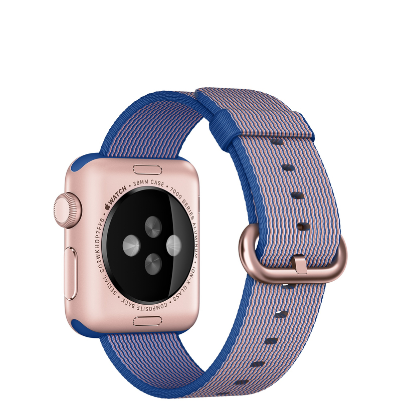 Apple Watch 38mm Rose Gold Aluminium Case With Royal Blue Woven Nylon