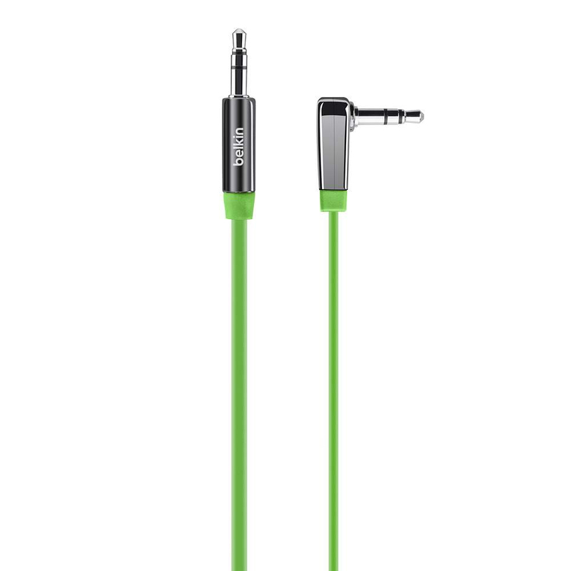Belkin 3.5mm Flat Right Angle Aux Cable 0.9M Green