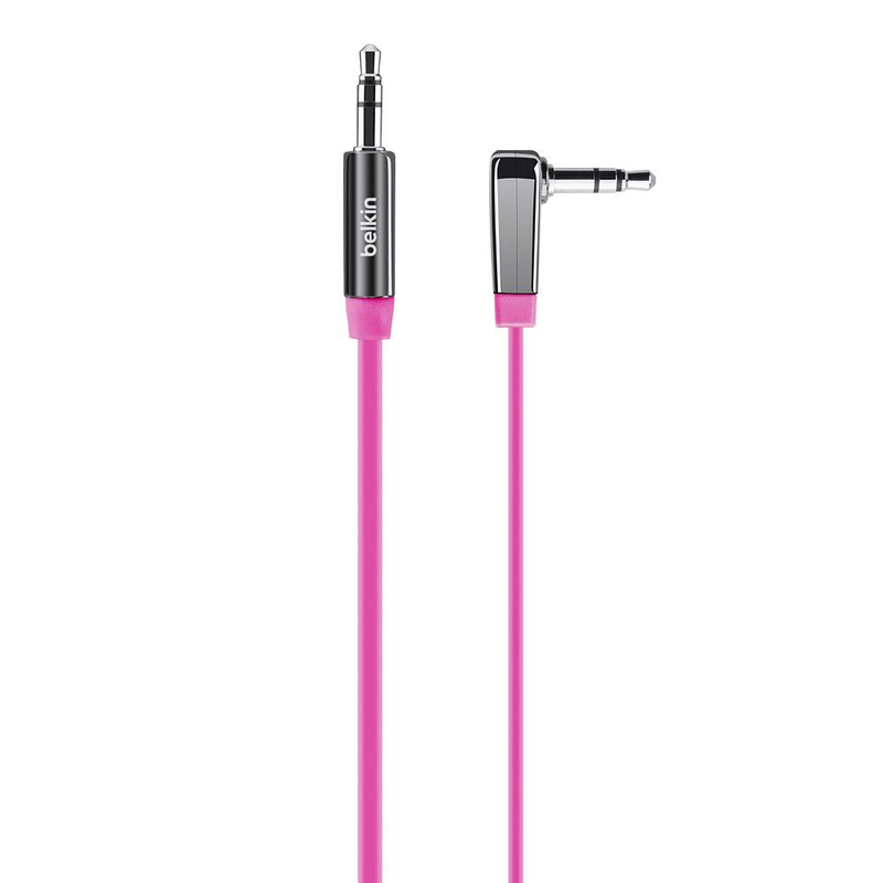 Belkin 3.5mm Flat Right Angle Aux Cable Pink 0.9M