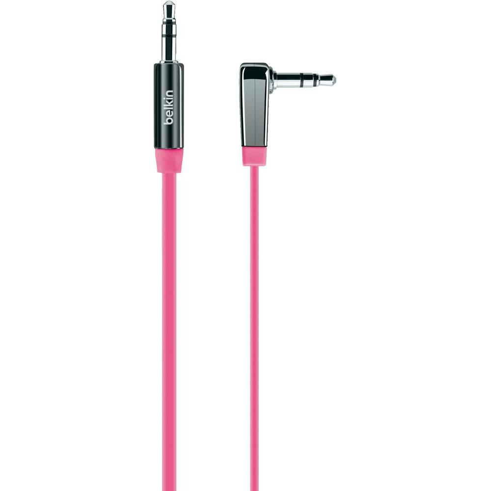 Belkin 3.5mm Flat Right Angle Aux Cable Pink 0.9M