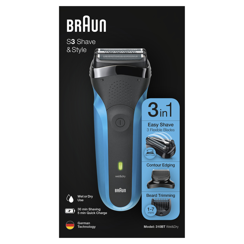 Braun Series 3 310BT Wet and Dry Shaver Black/Blue