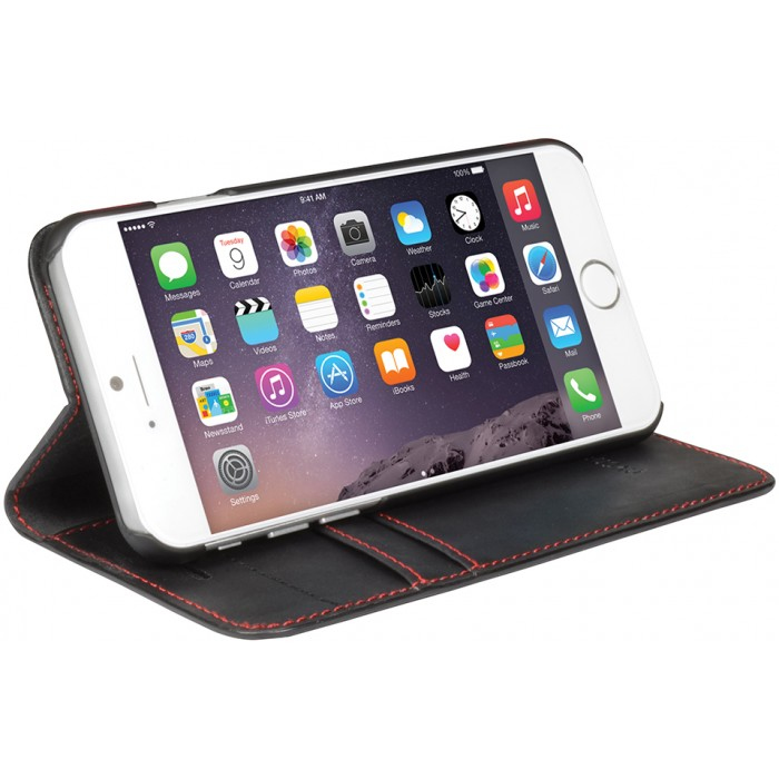 Cygnett Urban Pu Flip Wallet Case Black/Red Trim iPhone 6 Plus