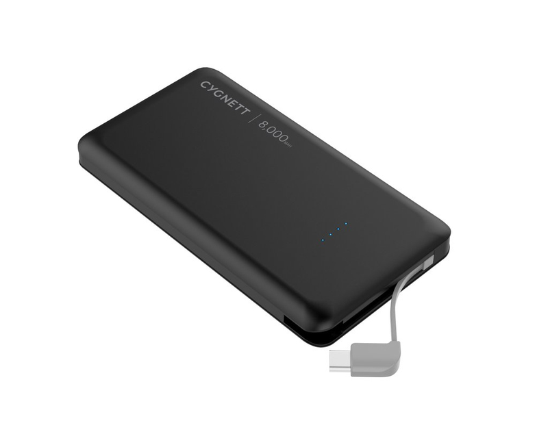 Cygnett ChargeUp Pocket 8000mAh Black Power Bank with USB-C Cable
