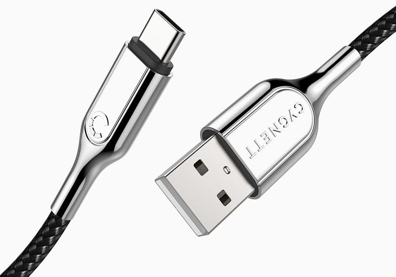 Cygnett Armoured Braided USB 2.0 USB-C to USB-A Cable 10cm Black