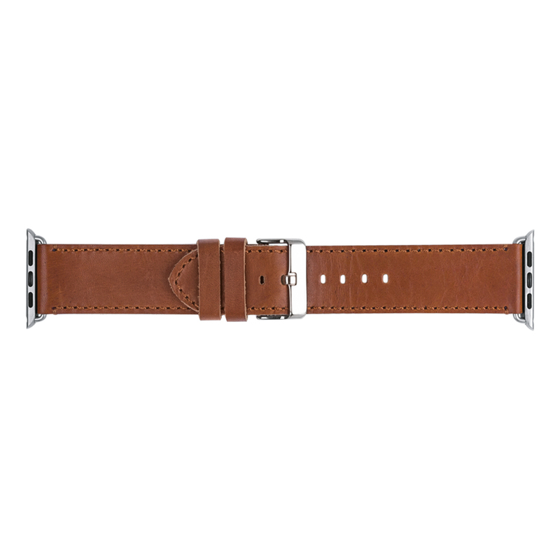 dbramante1992 Copenhagen Watch Strap Dark Saddle Brown Silver for Apple Watch 42/44mm (Compatible with Apple Watch 42/44/45mm)