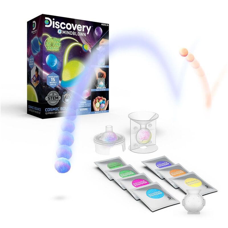Discovery Mindblown Cosmic Bounce Glow In The Dark 12 Piece Diy Maker Set