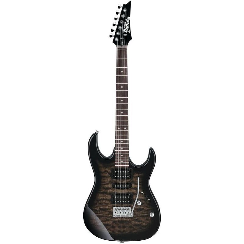 Ibanez GRX70QA 6 String Solid Body Electric Guitar-Transparent Black Sunburst