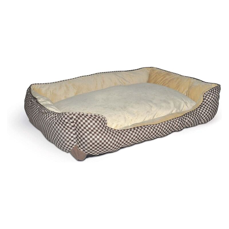 K & H Self-Warming Lounge Sleeper Pet Bed - Large - Brown - Square Print (81 x 102 cm)