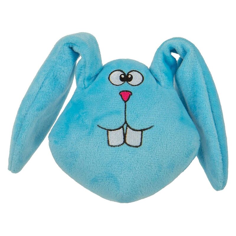 Godog Action Plush Blue Bunny Animated Squeaker Dog Toy with Chew Guard Technology