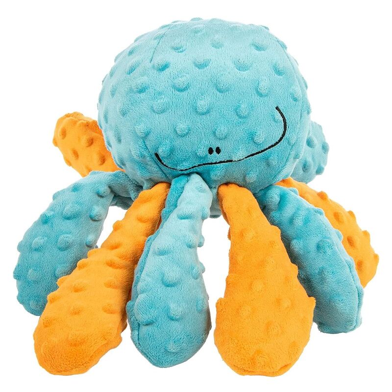 Godog Crazy Tugs Octopus Durable Plush Squeaker Dog Toy with Chew Guard Technology - Large