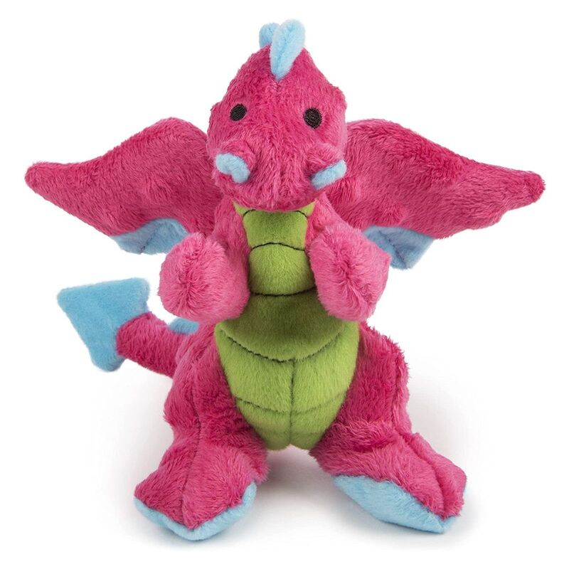 Godog Dragons Durable Plush Squeaker Dog Toy with Chew Guard Technology - Pink - Large