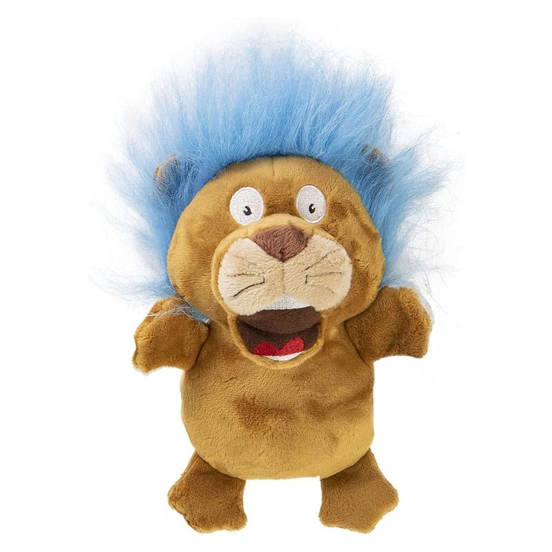 Godog Silent Squeak Crazy Hairs Lion Durable Plush Dog Toy with Chew Guard Technology - Large