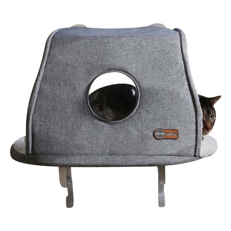 K & H Universal Mount Kitty Sill Window-Perch Bed with Hood - Gray (14 x 24 Inch)
