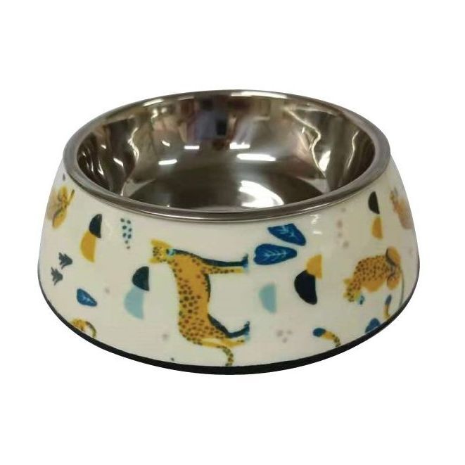 Nutrapet Applique Melamine Round Pet Bowl Sets - Camel White - Small - 160/5.4 ml/oz (14 x 4.5 cm)