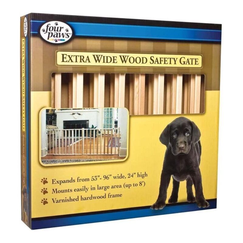 Four Paws Pet Safety Gate Vertical Wood Slat Gate (54 x 24 Inch)