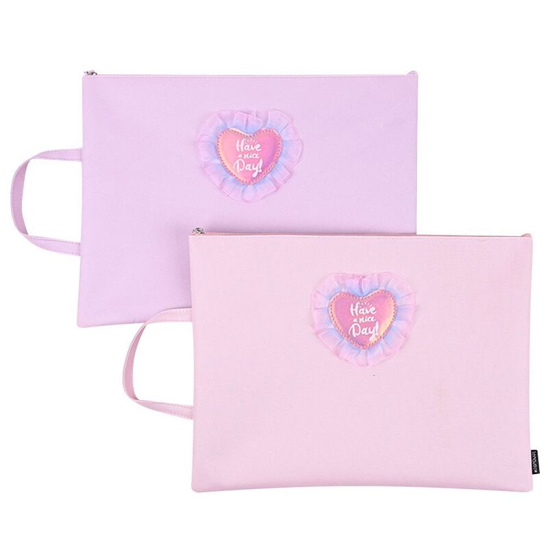 Languo A4 Pink File Pouch With Heart (Assortment - Includes 1)