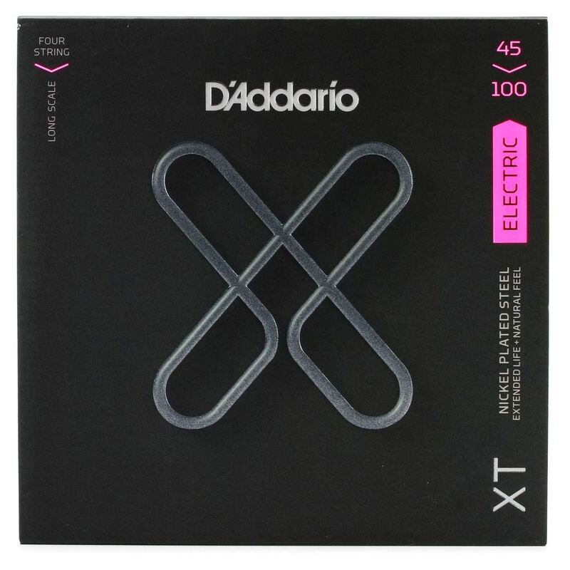 D'Addario XTB45100 XT Nickel Plated Steel Long Scale Bass 4 Strings -.045-.100 Regular Light