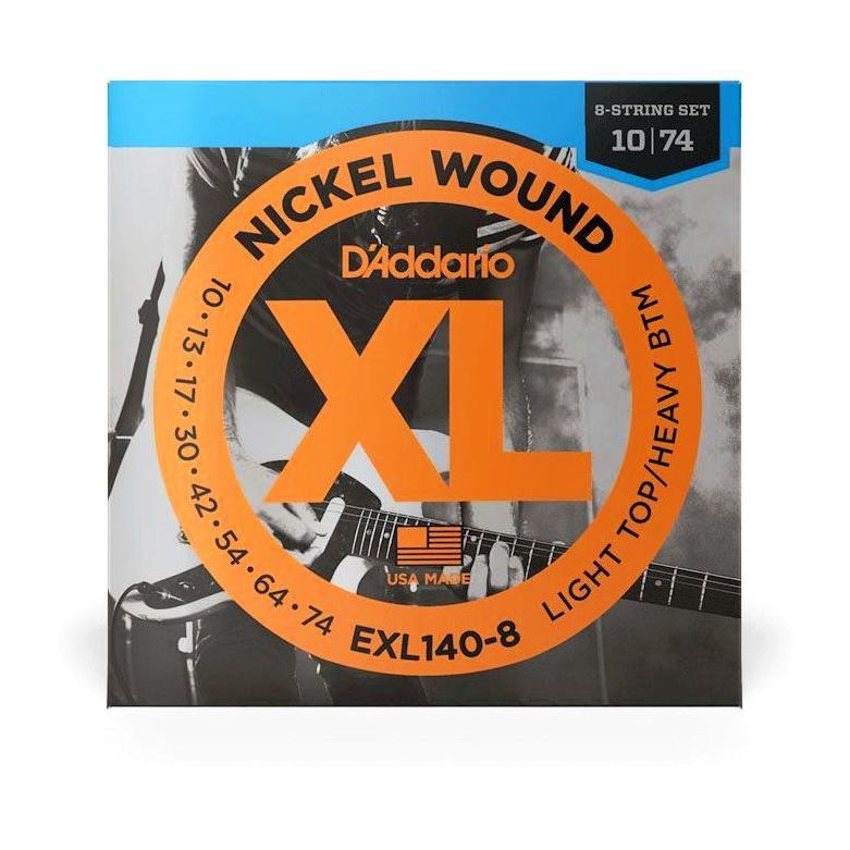 D'Addario EXL140-8 Nickel Wound Electric Strings - .010-.074 8-string Light Top/Heavy Bottom