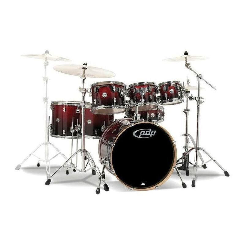 PDP Concept Maple 7-Piece Drum Shell Pack - Red to Black Sparkle Fade (Without Cymbals)