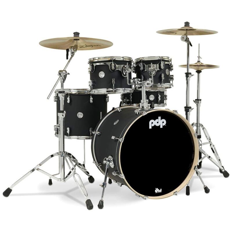 PDP Concept Maple 5-piece Shell Pack - Satin Black (Without Cymbals)