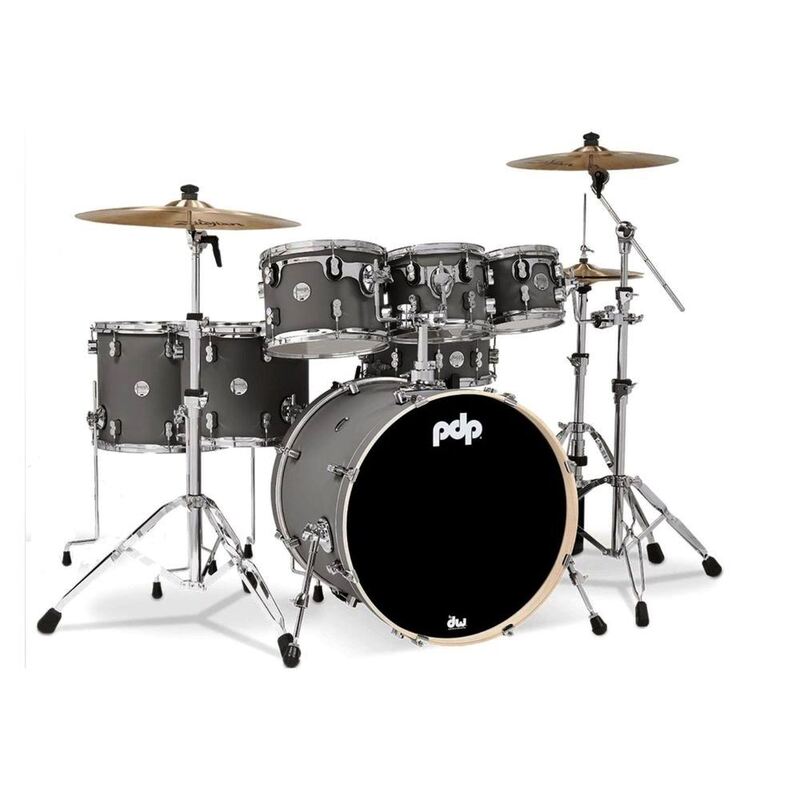 PDP Concept Maple Shell Pack - 7-piece Drum set - Satin Pewter (Without Cymbals)