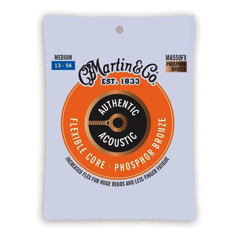 Martin Acoustic Guitar Strings Set Flexible Core Silk & Steel Folk - Medium - 0.13 - 0.56 - MA550FX