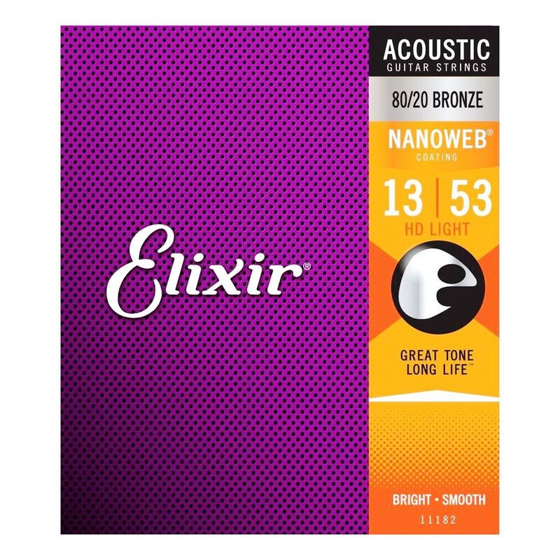 Elixir Strings Nanoweb 80/20 Bronze HD Acoustic Guitar Strings - Medium Gauge