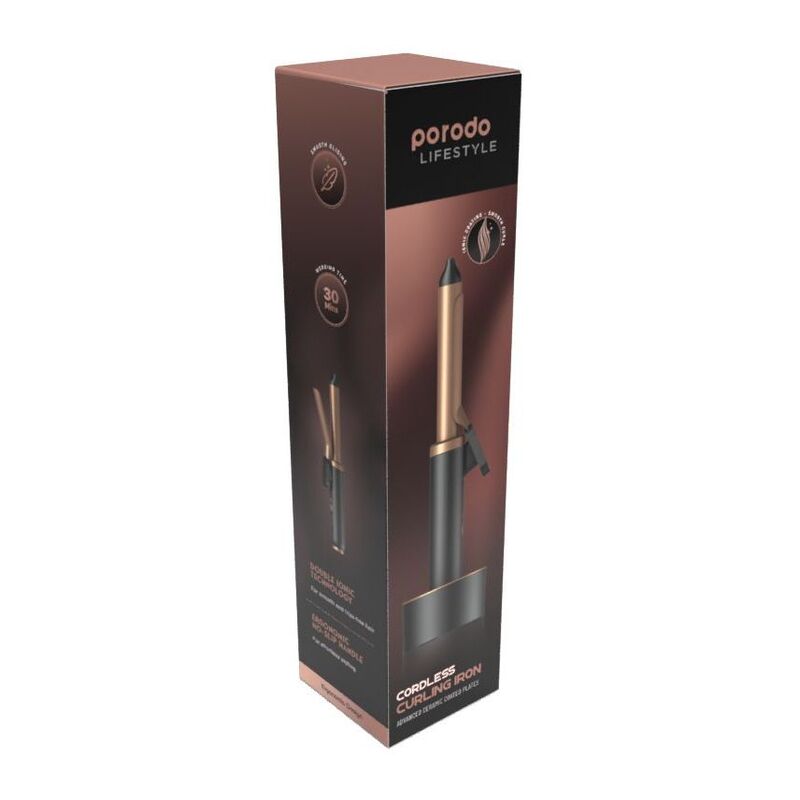 Porodo LifeStyle Wireless Rechargeable Hair Curler - Black