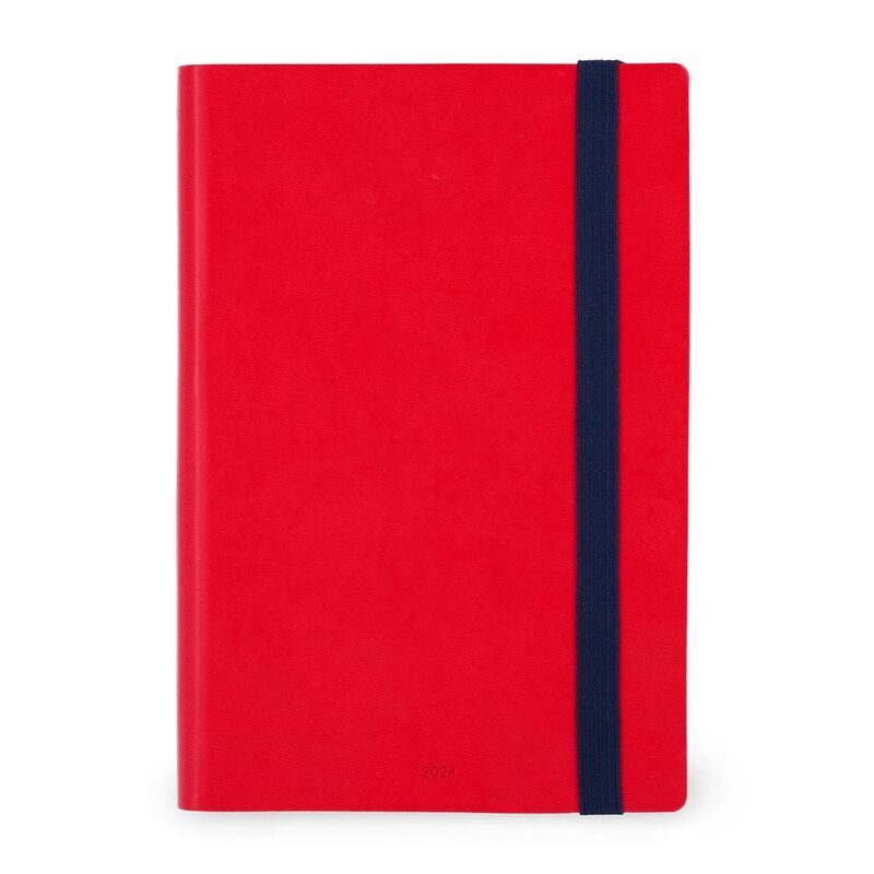 Legami 12-Month Diary - 2024 - Medium Weekly Diary with Notebook - Red