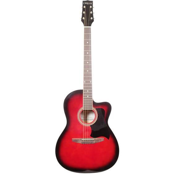 Carlos C901 Acoustic Guitar - Red (Includes Soft Case)