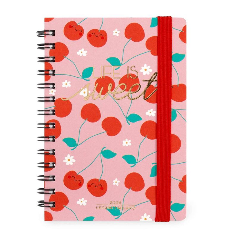 Legami 12-Month Diary - 2024 - Small Weekly Spiral Bound Diary - Cherry