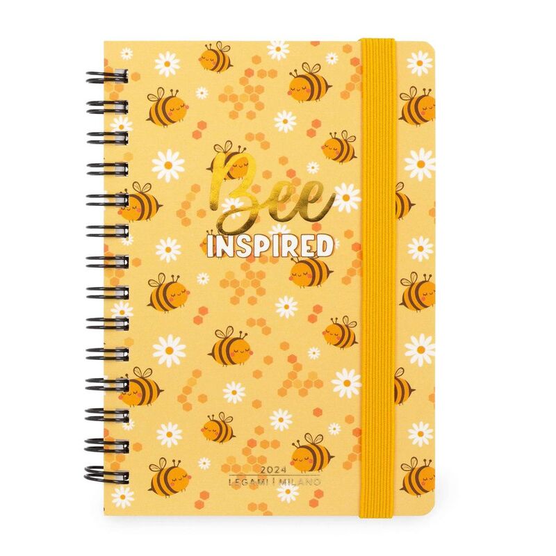 Legami 12-Month Diary - 2024 -Small Weekly Spiral Bound Diary - Bee