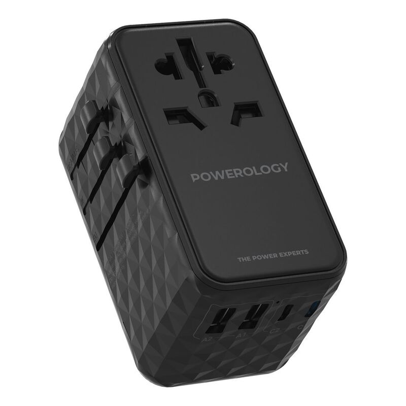 Powerology 4-Port Universal 100W PD GaN Super Charger (Compatible in 150+ Countries)