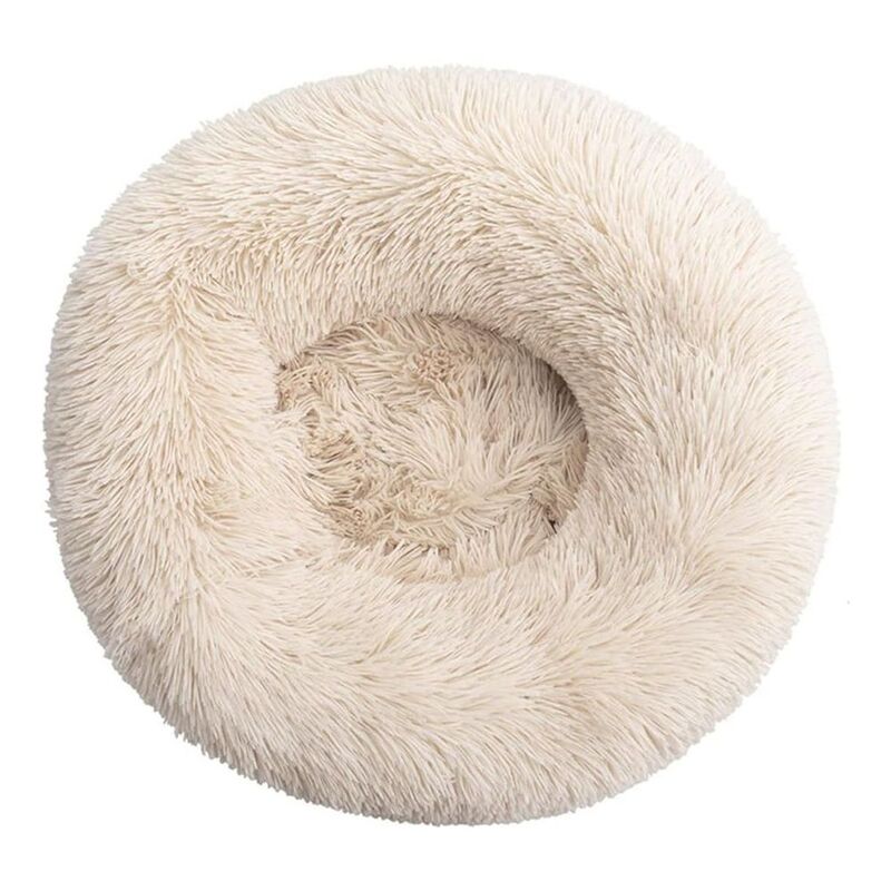 Nutrapet Grizzly Velor Plush Round Pet Bed Cream Large - 71 x 20 cm