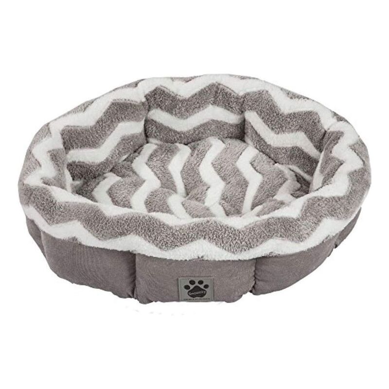 Snoozy Precision Hip As A Zig Zag Pet Bed - Gray/White Round Shearling 21'-inch