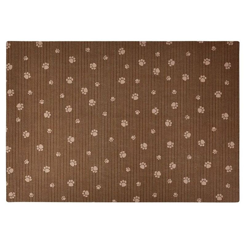 Drymate Cat Litter Mat Brown Stripe/ Tan Paw 20 x 28 inch/ 51cm x 71 cm