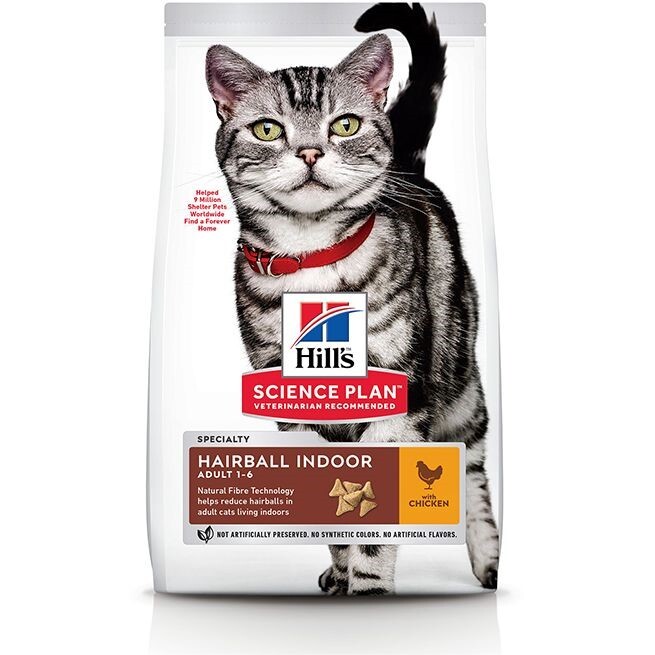 Hill's Science Plan Hairball Indoor Cat Food with Chicken - 1.5Kg
