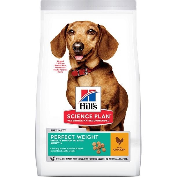 Hill's Science Plan Perfect Weight Small & Mini Adult Dog Food with Chicken - 1.5Kg