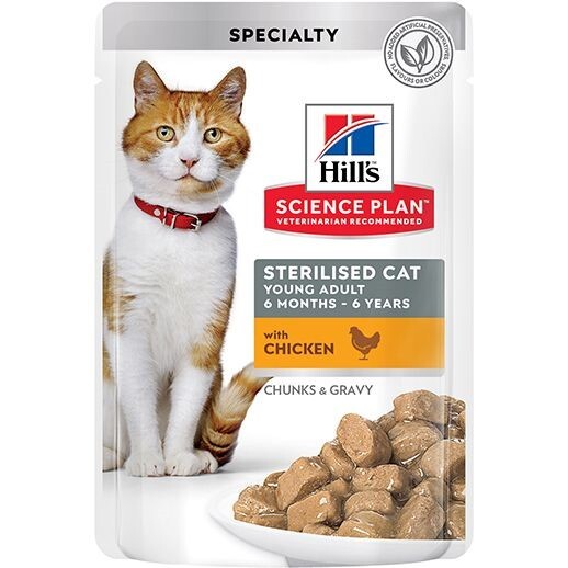Hill's Science Plan Sterilised Adult Cat Wet Food with Chicken Pouches - 85G