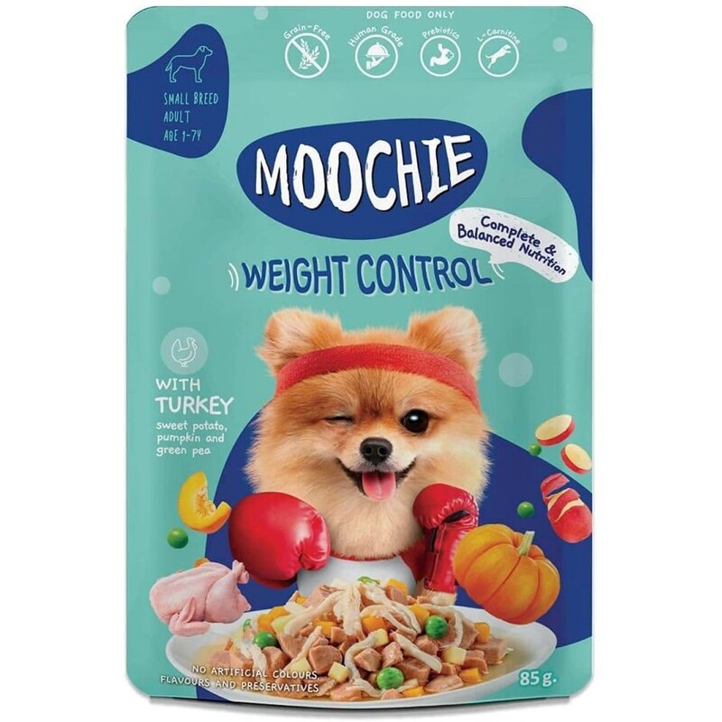 Moochie Dog Food Casserole with Turkey - Weight Control Pouch 12 x 85G