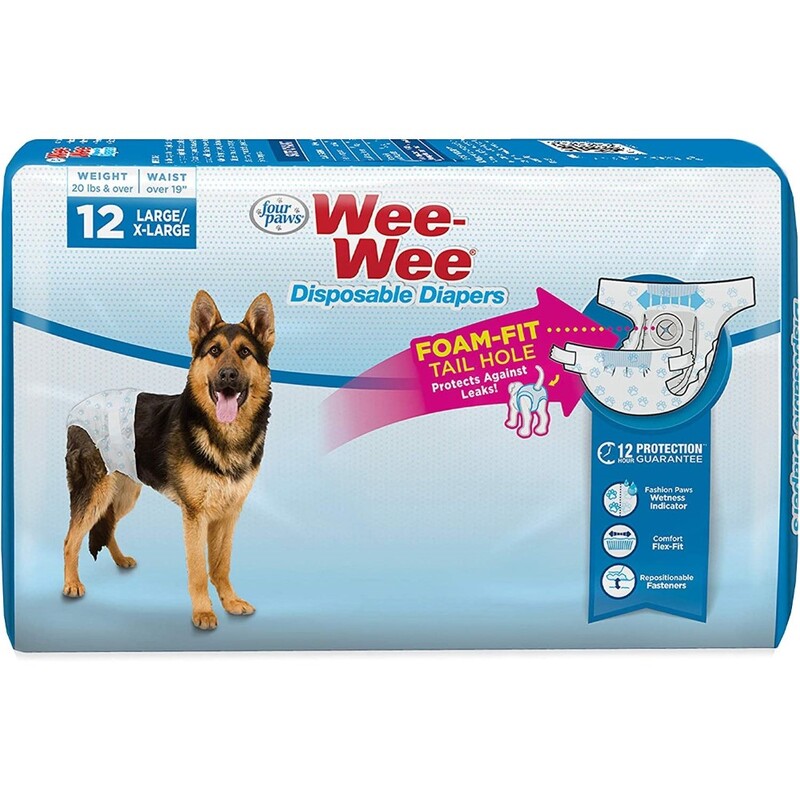 Four Paws Wee-Wee Disposable Diapers - 12 Pack Large/XL