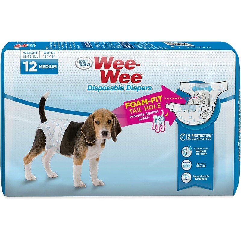 Four Paws Wee-Wee Disposable Diapers - 12 Pack Medium