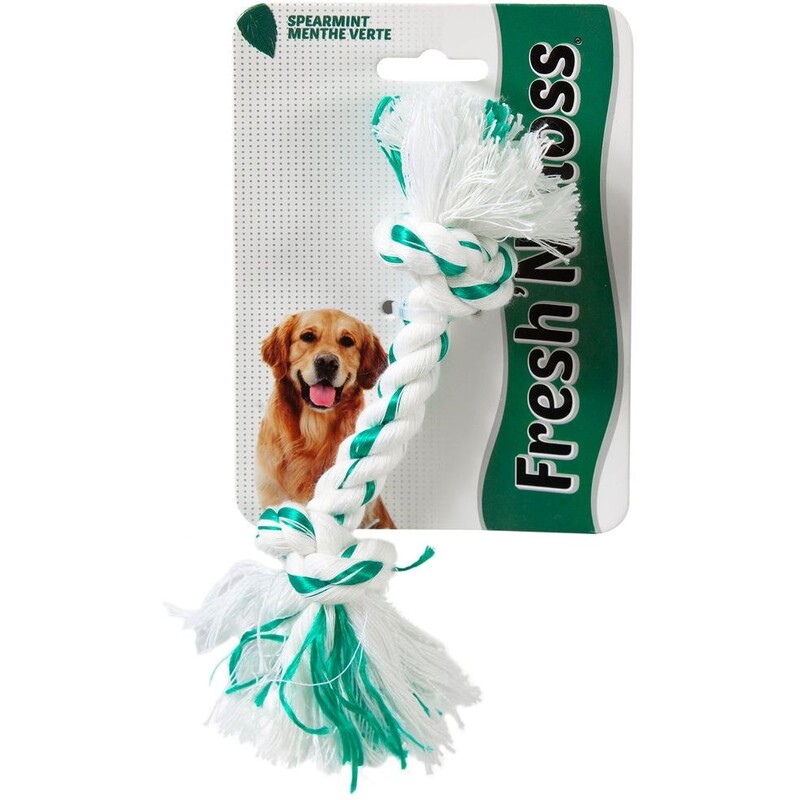 Aspen Pet Fresh and Floss 2-Knot Spearmint Toy For Pets - Medium